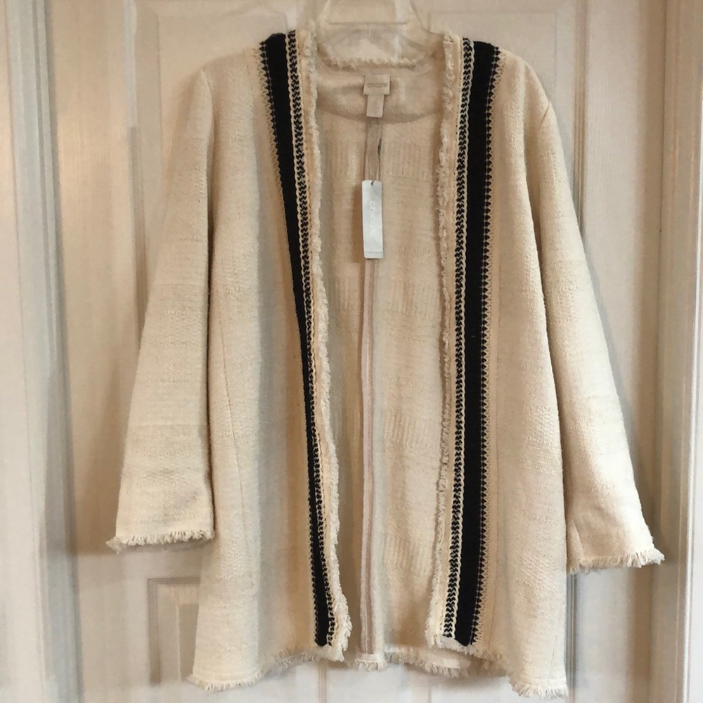 New Topper Jacket, never worn. Size 2, brand Chico’s. Color Ivory Cream.